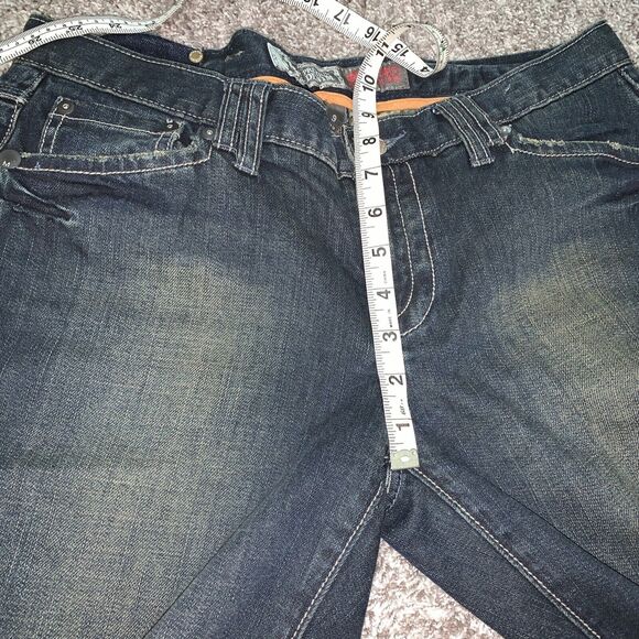 Mossimo‎ Size 9 Women's Bootcut Dark Wash Green Denim Jean Premium Denim Long - Picture 5 of 9